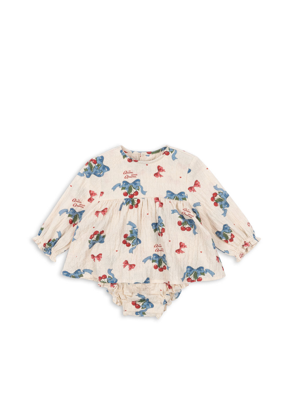 Elin Cherry Bow Onesie Dress - Konges Slojd FW25
