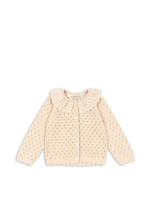 Knit Eyelet PatternCardigan w. Collar-Konges Slojd FW25