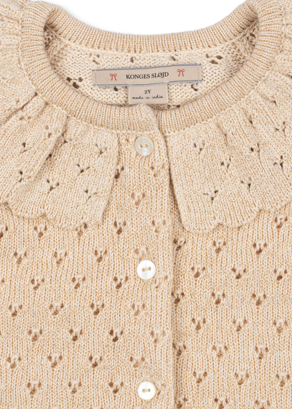 Knit Eyelet PatternCardigan w. Collar-Konges Slojd FW25