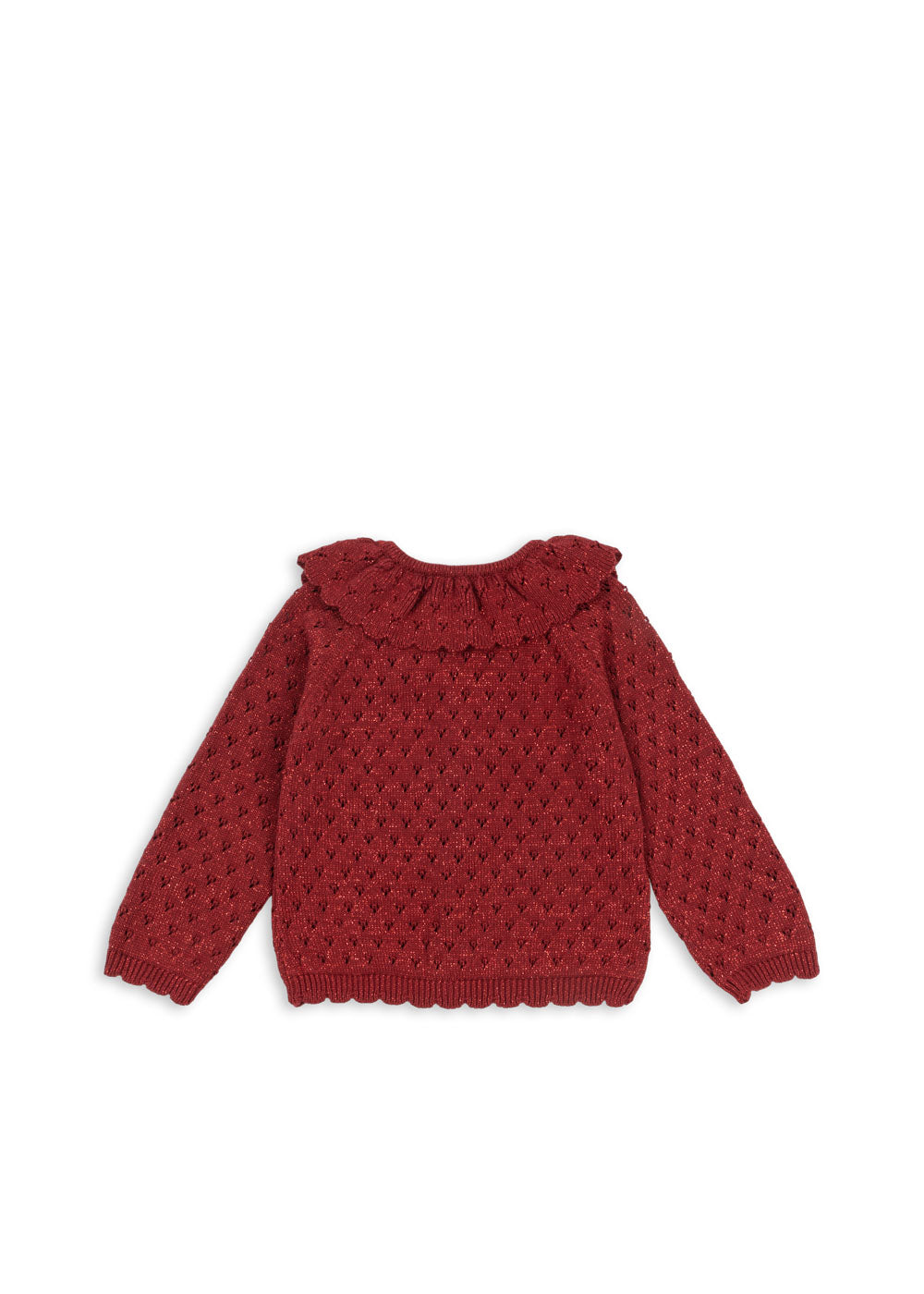 Knit Eyelet PatternCardigan w. Collar-Konges Slojd FW25