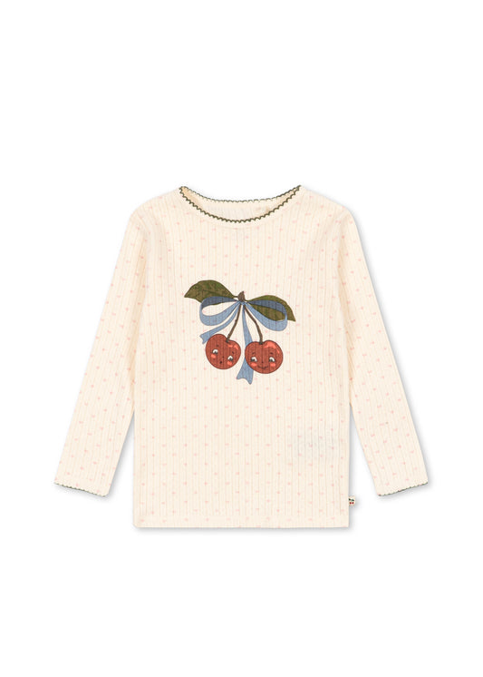 Minnie Pointelle Cherry Bow Blouse -Konges Slojd SP26