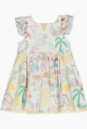 Ruffle Sleeve Doodles Dress - Stella McCartney SS24