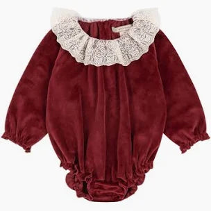 Velvet Lace Collar Romper -Konges Slojd FW25
