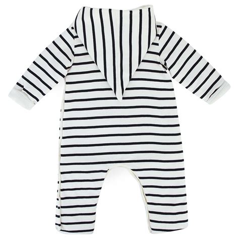 Navy Striped Hooded Coverall - Petit Bateau FW24