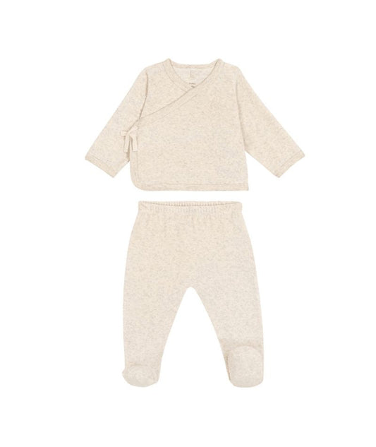 Baby 2pc Set Velour Crossover Cardigan & Pants - Petit Bateau FW26