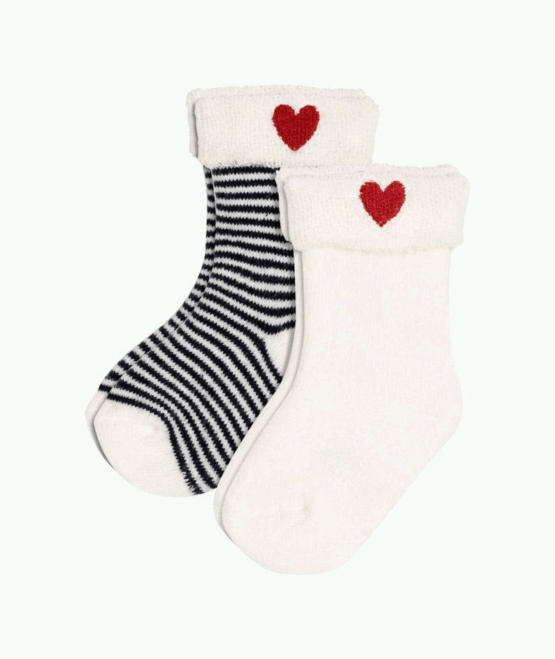 Baby 2 Pack Stripe & Solid Socks - Petit Bateau FW26