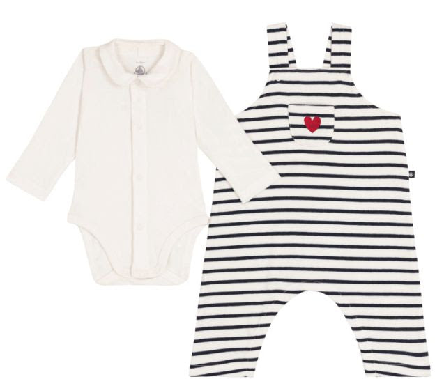 Baby 2pc Set LS Bodysuit & Stripe Overall - Petit Bateau FW26