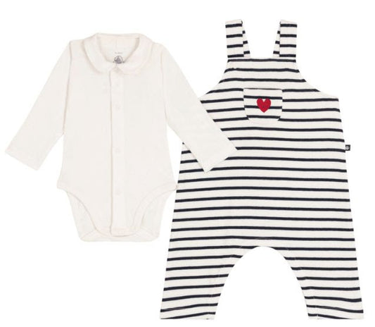 Baby 2pc Set LS Bodysuit & Stripe Overall - Petit Bateau FW26