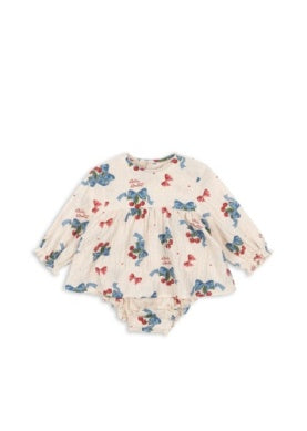 Elin Cherry Bow Onesie Dress - Konges Slojd FW25