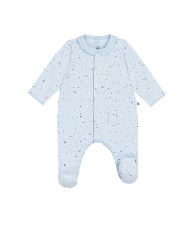 Front Snap Moon Star Footie With Collar - Petit Bateau FW26