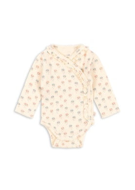 Pointelle Flower Frill Wrap Bodysuit-Konges Slojd