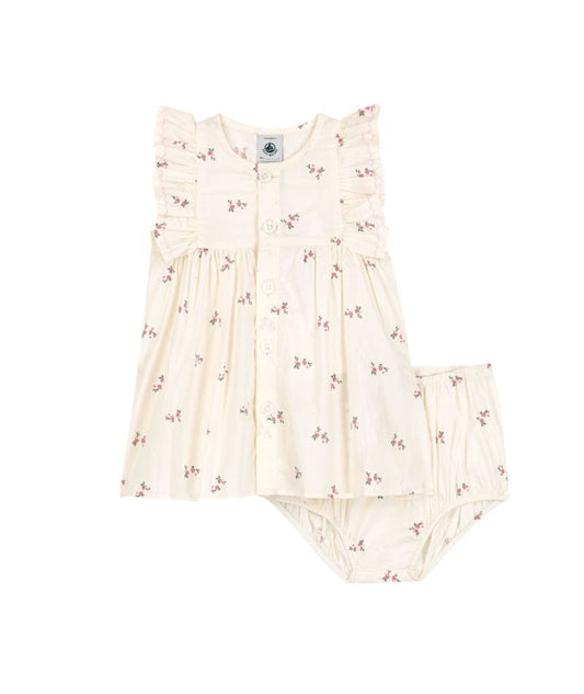 Ecru Floral  Dress w Bloomer- Petit Bateau SP26