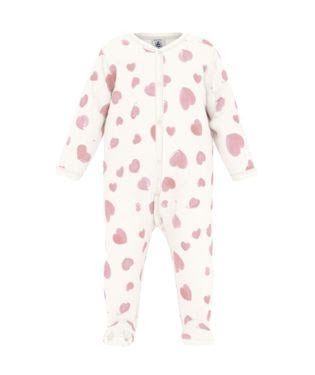 Big Pink Heart Footie - Petit Bateau FW25