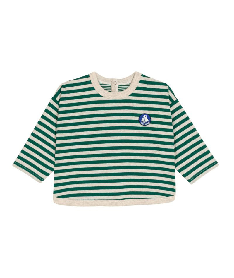 Green Striped LS Tee - Petit Bateau FW26