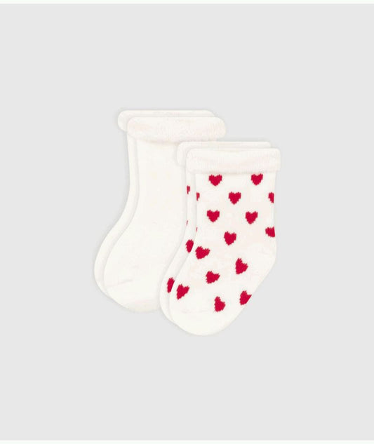 Baby 2 Pack Heart Print Socks - Petit Bateau FW26