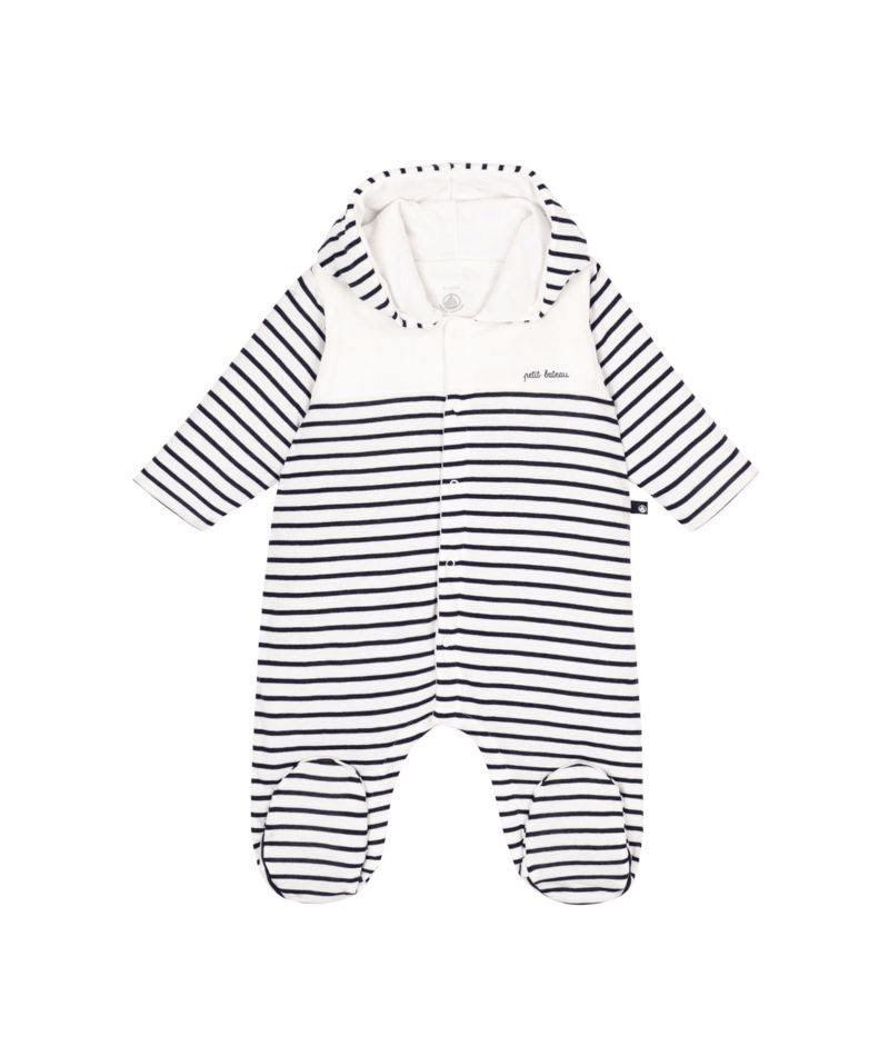 Navy Striped Hooded Coverall - Petit Bateau SP25