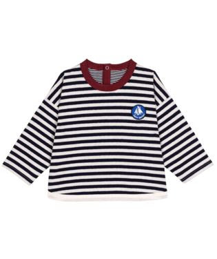 LS Striped Tee w Boat Logo- Petit Bateau Fw25