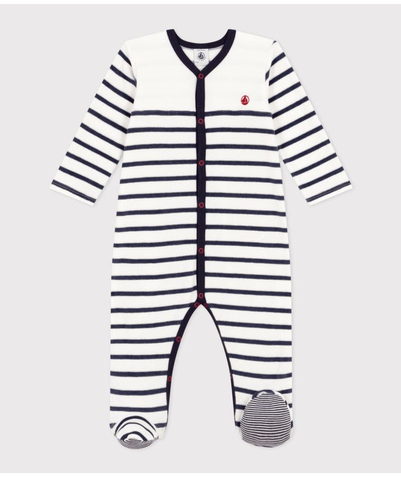 Velour Front Snap Footie  - Petit Bateau FW24/sp25