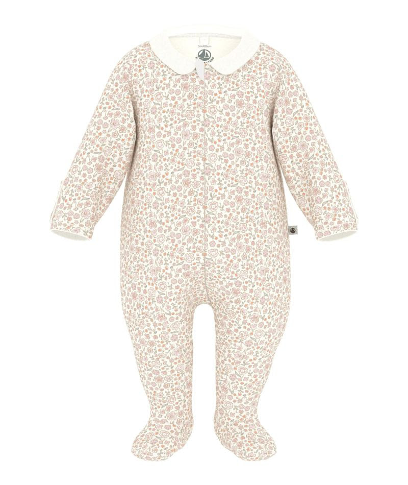 Front Zip Floral Footie With Collar - Petit Bateau FW26
