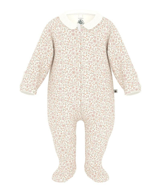 Front Zip Floral Footie With Collar - Petit Bateau FW26