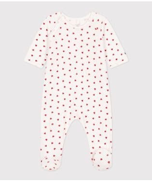 Velour Side Snap Heart Footie  - Petit Bateau FW25