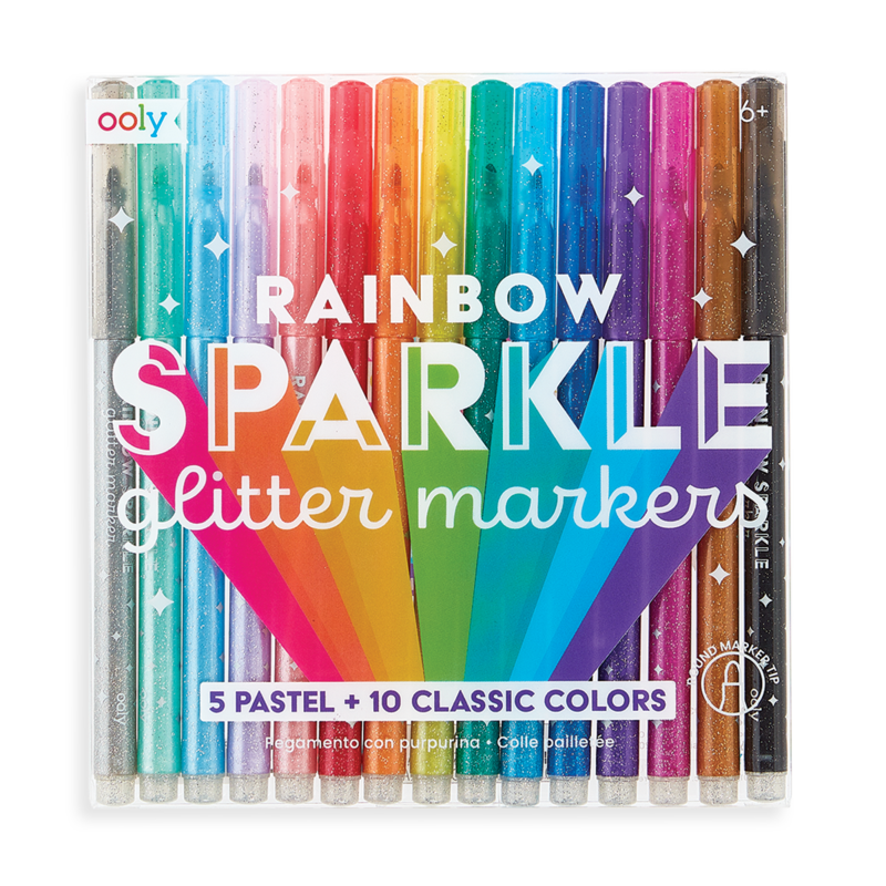 Rainbow Sparkle Glitter Markers - Ooly