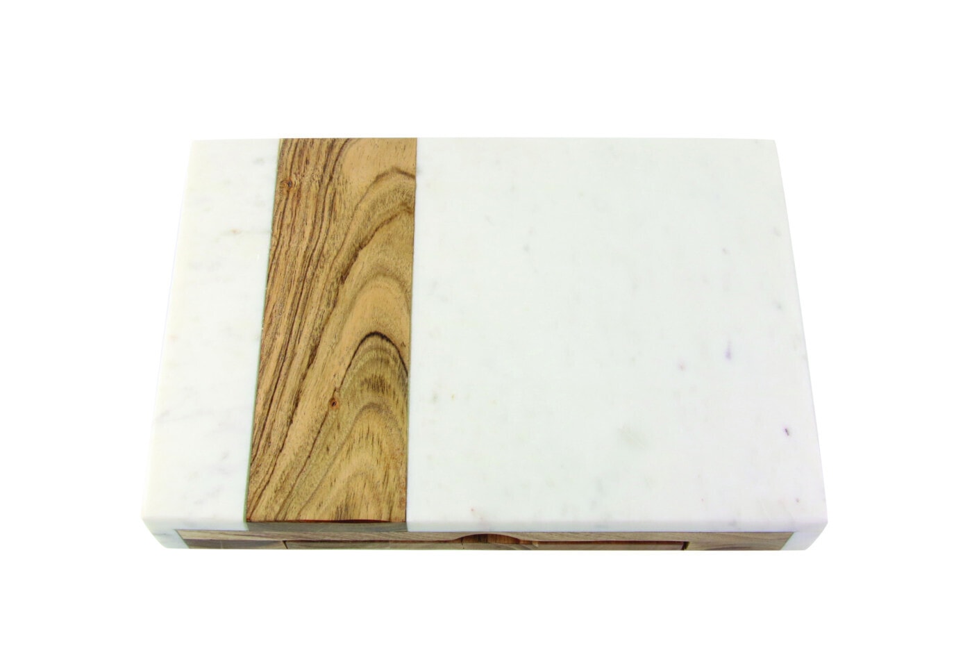 White Marble & Acacia Pocket Drawer Board w/ Cheese Set - Be Home