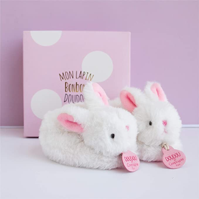 Bunny Booties with Rattle (0-6M) - Doudou et Compagnie