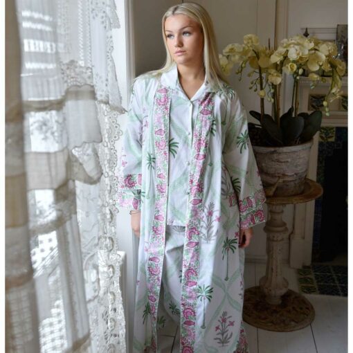 Floral Pink Palm Dressing Gown - Powell Craft
