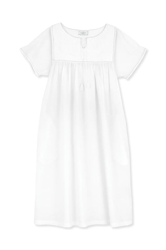 Short Sleeve White Cotton Nightgown - Scarlette Ateliers