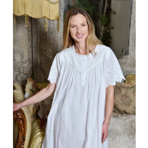 Zoe Embroidered Short Sleeve Nightgown - Powell Craft