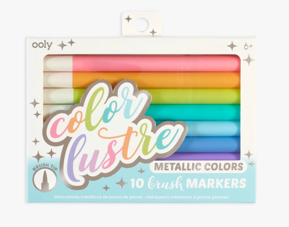 Color Lustre Metallic Brush Markers  - Set of 10 - Ooly