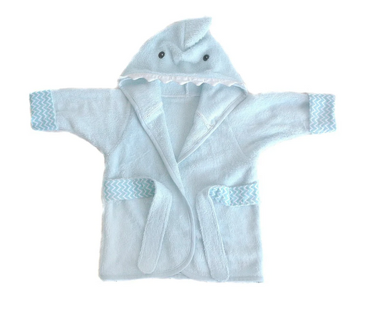 Shark Bamboo Terry Blue Baby Robe - Mon Ami