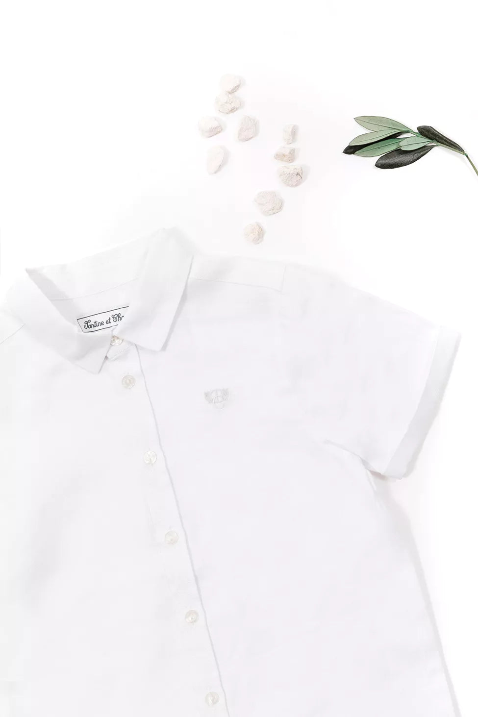 White Linen Short Sleeve Shirt - Tartine et Chocolat