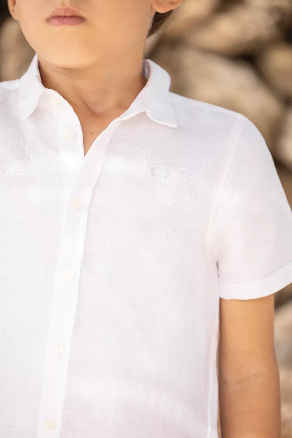 White Linen Short Sleeve Shirt - Tartine et Chocolat