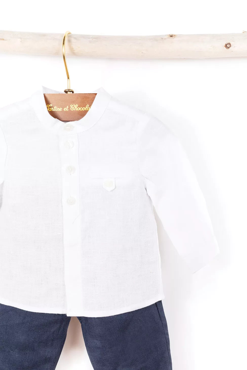 White Linen Long Sleeve Shirt - Tartine et Chocolat