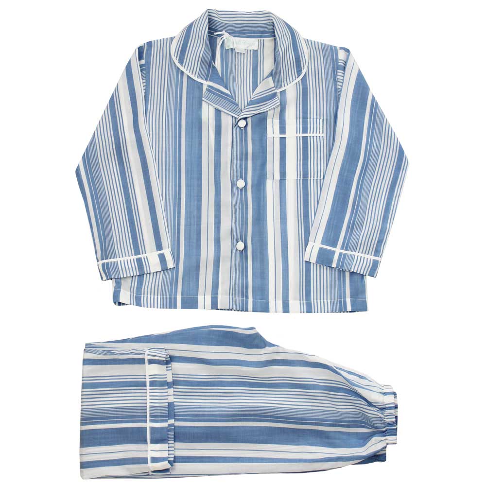 Thomas Men's Blue/White Striped Pajamas - Powell Craft