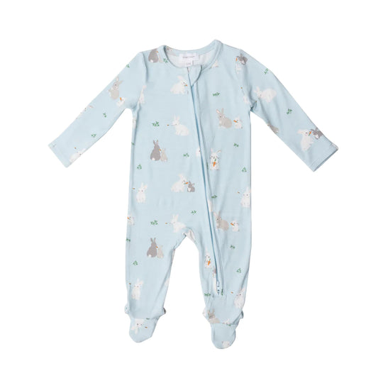 Bunny/Blue zipper footie 0-3m