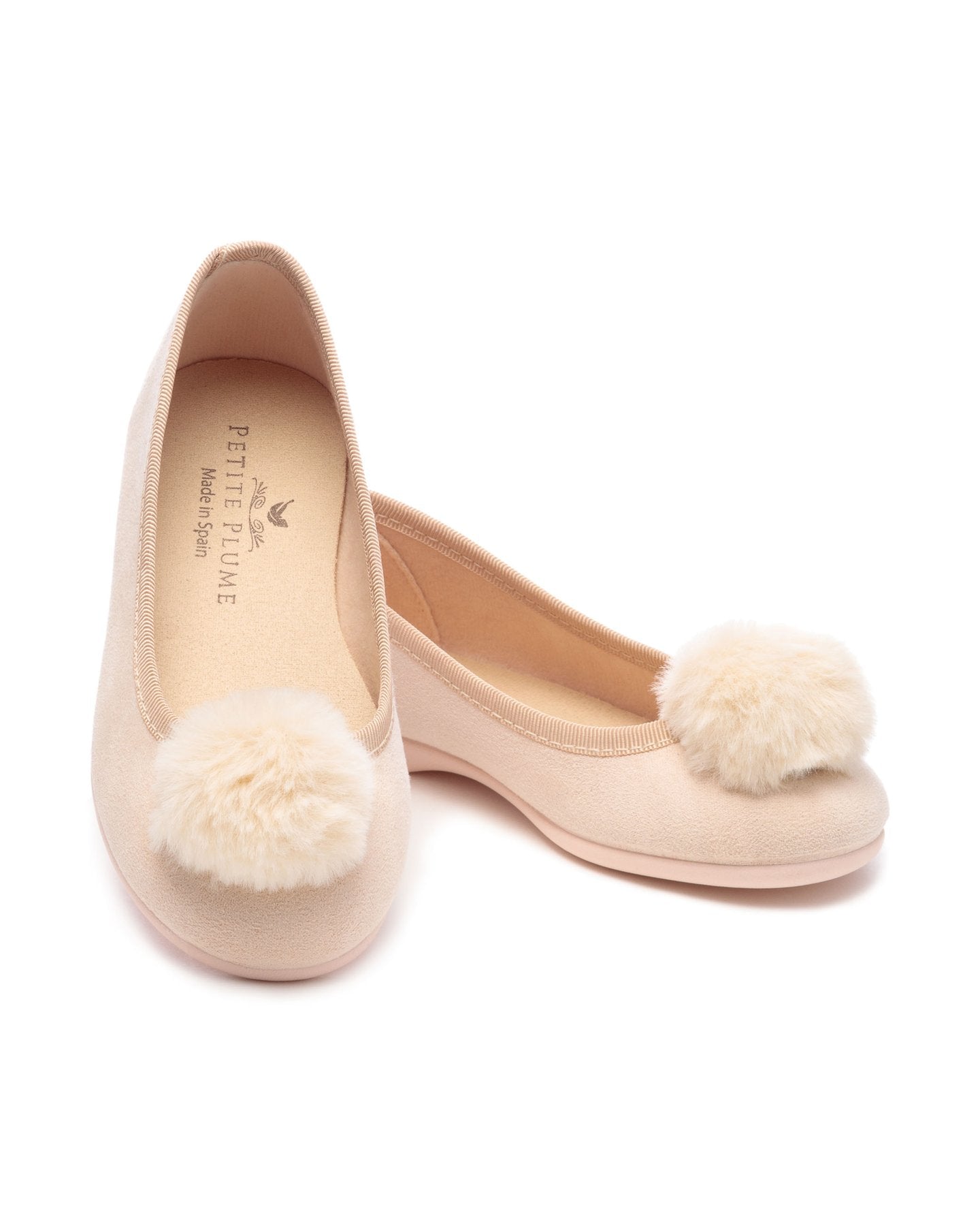 The Juliette in Peach Suede with Pom