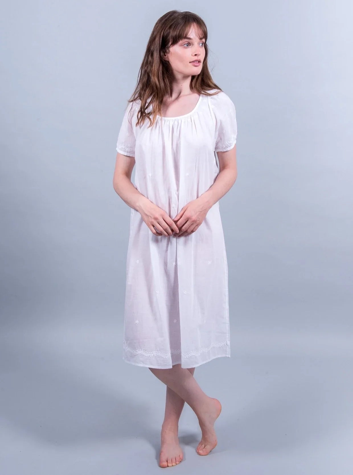 Scoop Neck Cotton Nightgown - Scarlette Ateliers