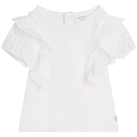 White Eyelet Short Sleeve Shirt - Carrement Beau