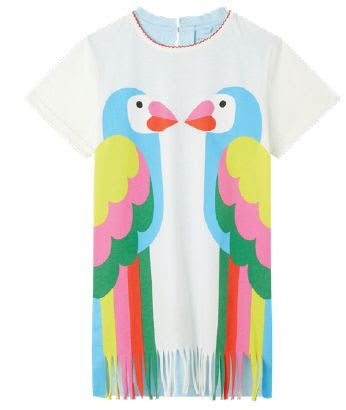 Jersey Dress With Double Parrots and Fringe - Stella McCartney